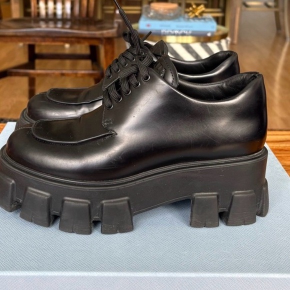 PRADA
Brushed Leather Monolith Loafers with Laces - Picture 8 of 8